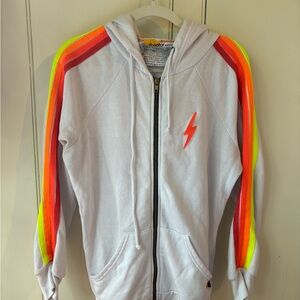 Aviator Nation Bolt Neon 5 Stripe Zip up Hoodie